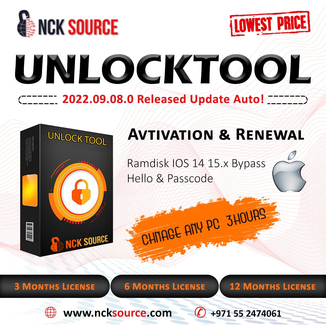 NckSource's tweet photo. UnlockTool 2022.09.08.0 Released Update Auto.
for more details visit
Website: https://t.co/X9yKJ4ZbS3
WhatsApp: +971552474061
#mobile #repair #repairing #repairservices #repairiphone #Server #serverservice #UAT #uae #uaephone #phonerepair #phonerepairservice #phone #activation https://t.co/o6AWWBnW7W