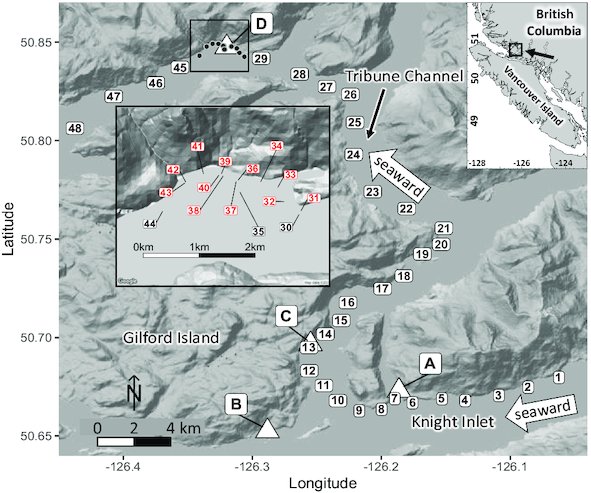 cjfas's tweet photo. New #openaccess paper 🔓

@D5hea @MartinKrkosek @eebtoronto @bat3man modeled the spatial spread of biological material from #BritishColumbia salmon farms. Link to paper: https://t.co/H51wfbN3YU  🐟🧬 https://t.co/1BkAgtmmxy