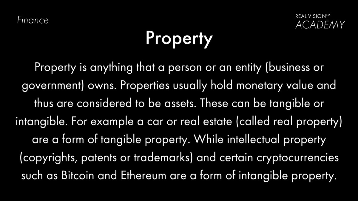 RealVision's tweet photo. #RealVisionAcademy terms of the day.
#Property https://t.co/8XjNL0Mu7R