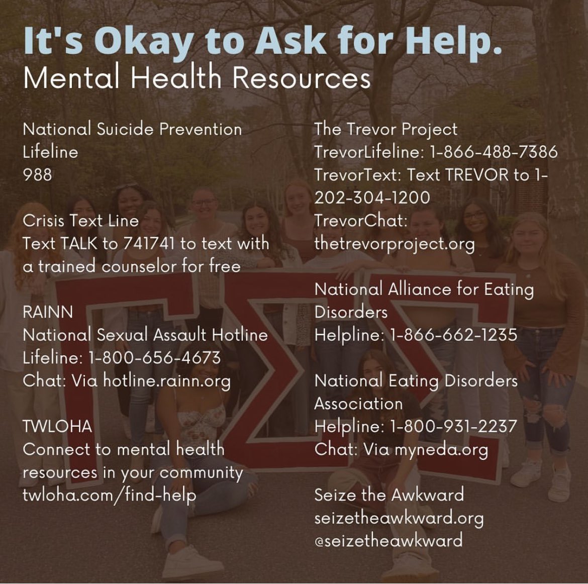 GSSBetaGamma's tweet photo. During National Suicide Prevention Week, we at the Beta Gamma Chapter of Gamma Sig wish to highlight our philanthropy for the semester: @afspnational You are loved. You are Valued. You are not alone. https://t.co/UgQw1uaK0e