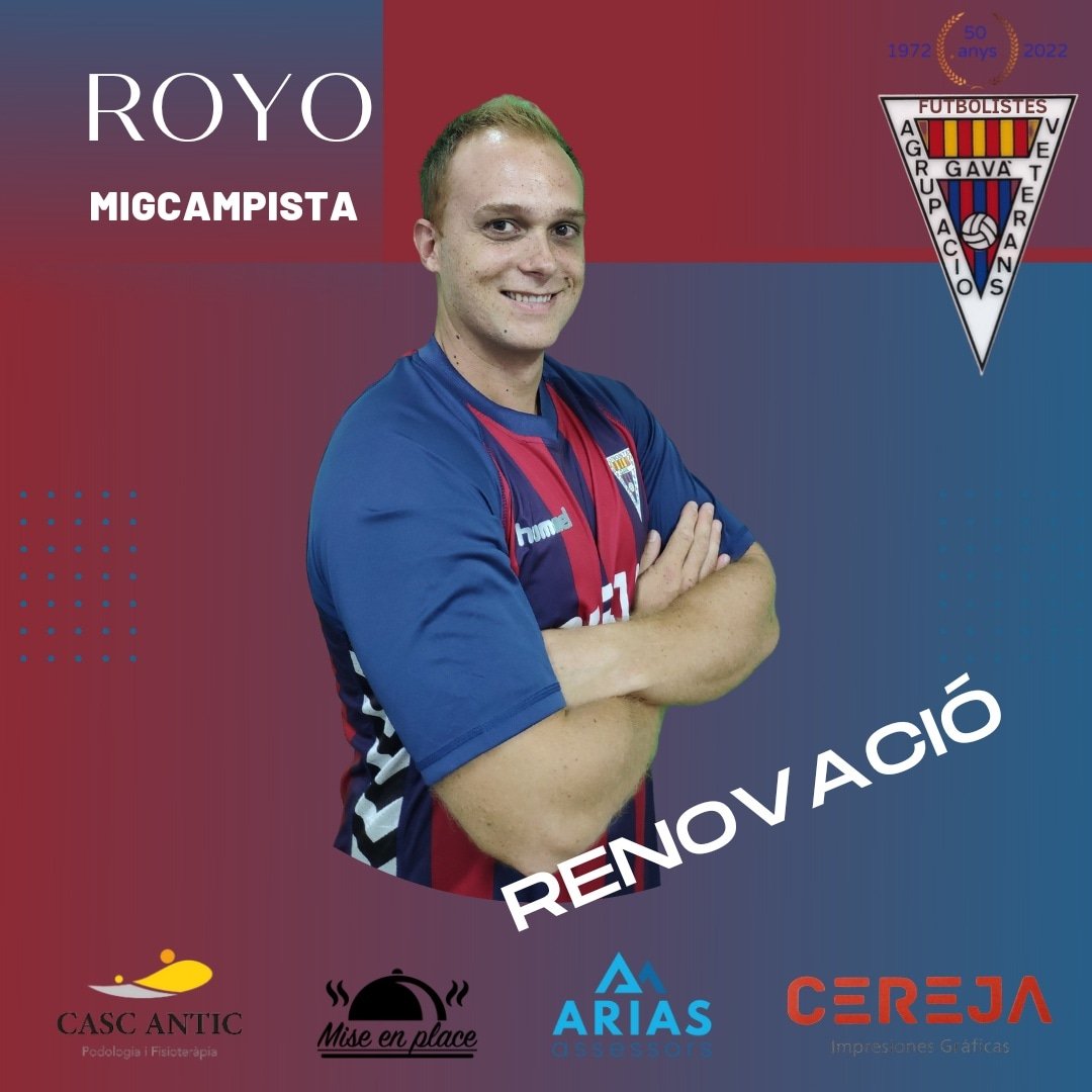 AFVGav1's tweet photo. 𝙍𝙤𝙮𝙤
Renueva uno de nuestros medios del equipo. Portento físico, trabajo y humildad en el terreno de juego. Esperamos que pueda estar en la mayoría de los partidos esta temporada.
#afvgava #veterans #futbol #veteransfutbol #temporada2223 #gavà #presentacio #50aniversari https://t.co/dSRX41QOdl
