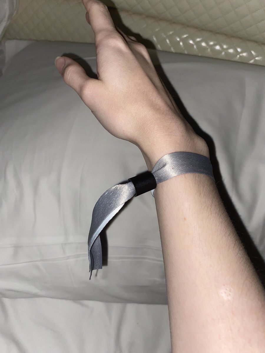 …I still can’t get the ribbon off my wrist from last night. May have to go somewhere to buy scissors 💀