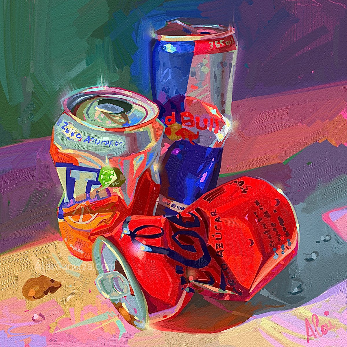 alaiganuza's tweet photo. New digital painting! Metallic brushwork for metallic cans :) #painting https://t.co/YprgVEJvqw https://t.co/78y0qLBDpp
