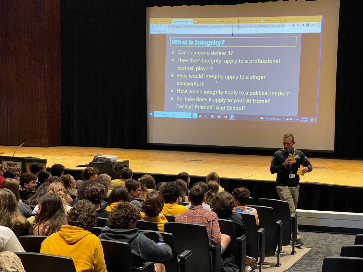 PtBoroSchools's tweet photo. It's Be On Point Day at @PointBoroHS! Students learn the importance of academic integrity, create a school-wide art installation, and use hexagonal thinking to build connections with each other! @BeOnPointPPBHS #PantherPath #BeOnPoint https://t.co/vwBJwzQM0w