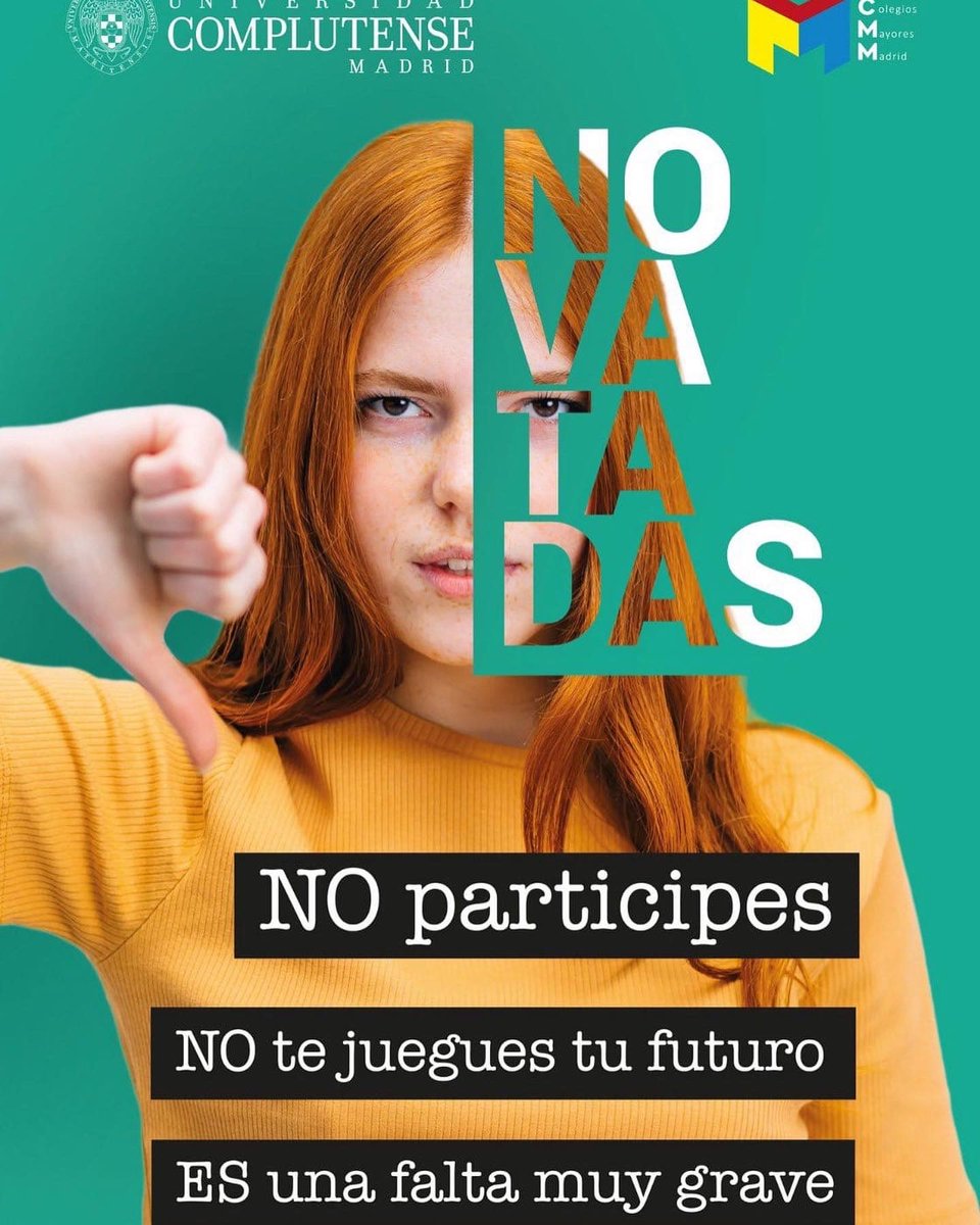 madridsalud's tweet photo. Madrid Salud de @MADRID, ha asistido a la presentación de la campaña ‘#Noalasnovatadas’, junto a @policiademadrid, @unicomplutense , @MoncloaAravaca y @ccmmMadrid👉🏽'Contra las novatadas a favor de la integración'
Tolerancia 0️⃣, son peligrosas
#StopNovatadas ❌ https://t.co/27ylFVKDQ1