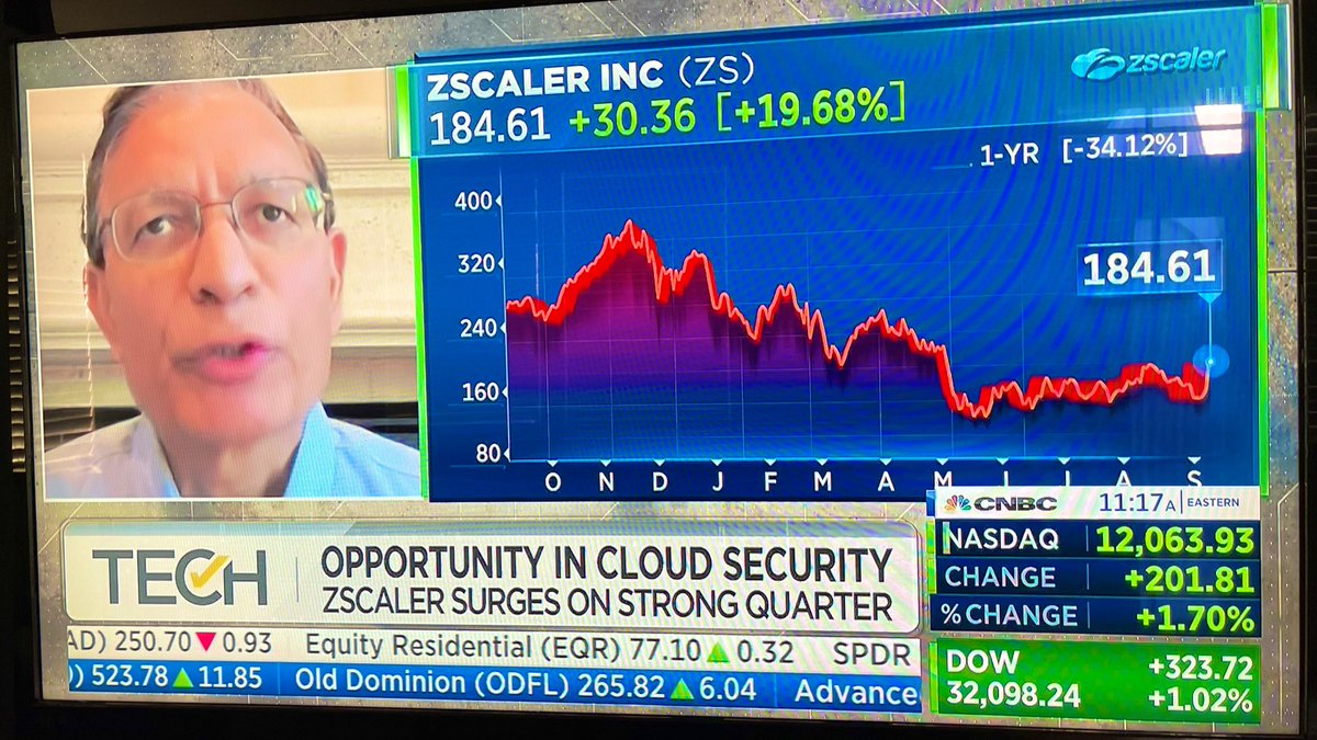 .@Zscaler CEO <a href="/JayZscaler/">Jay Chaudhry</a> is a prolific story teller about systems architecture and modern systems economics. He was on <a href="/CNBCtech/">CNBC Tech</a> today talking to <a href="/jonfortt/">Jon Fortt</a> after releasing a stellar quarter earnings yesterday. Zscaler stock is up more than 19% today.

cc <a href="/furrier/">John Furrier</a> <a href="/dvellante/">Dave Vellante</a>