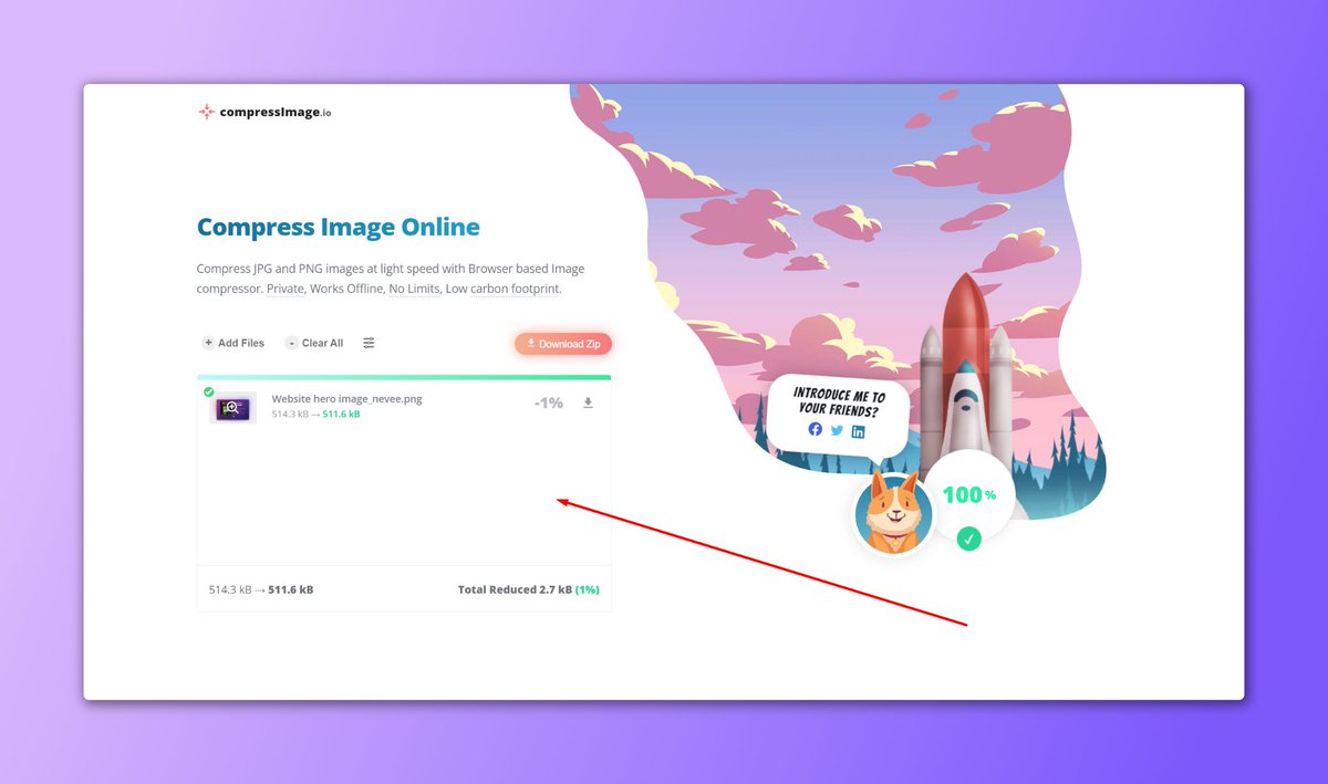 MakadiaHarsh's tweet image. 4. CompressImage 

Compress JPEG images and photos for displaying on web pages, sharing on social networks, or sending by email.

 🔗 compressImage.io