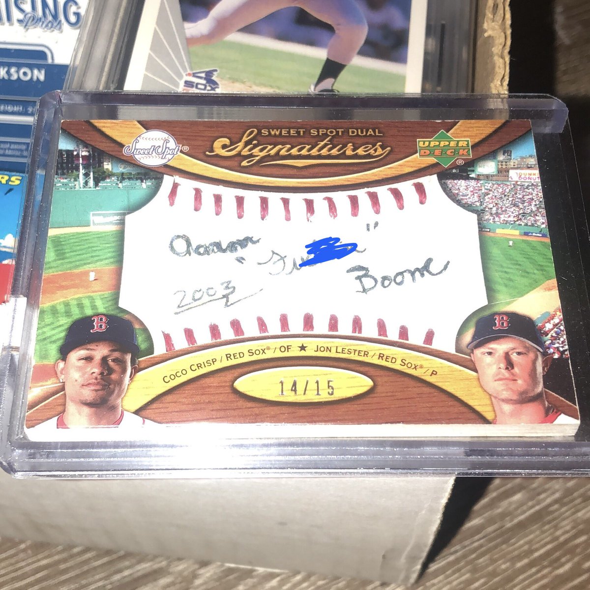 Dmarker50's tweet photo. @Coco_Crisp @JLester34 gentlemen, I have some questions about a card I came across in my collection….
Is this legit??? https://t.co/ShCQOWfnyD