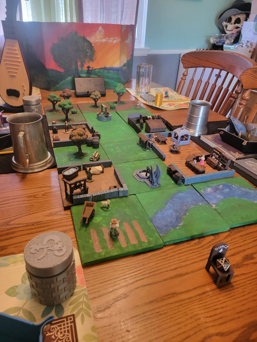 mrslethalncute's tweet photo. Playing my first session of @Wizards_DnD . I 3d printed and painted everything (monsters are off board but i have a lot). Hand made DM board too. Excited to play!! https://t.co/MMuPlp1WFX