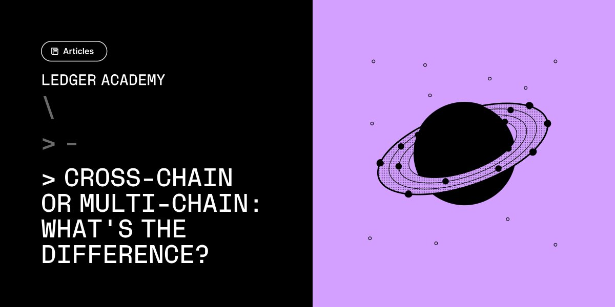Ledger's tweet photo. A lot of confusion emerges when it comes to telling the difference between “cross-chain” &amp; “multichain” ⛓️

📗 Here is a lesson to help you avoid confusion: https://t.co/vlypVtFyq3

💬 Can you name a multichain project?

Tag them in the comments 👇 https://t.co/pMs51vfjCI