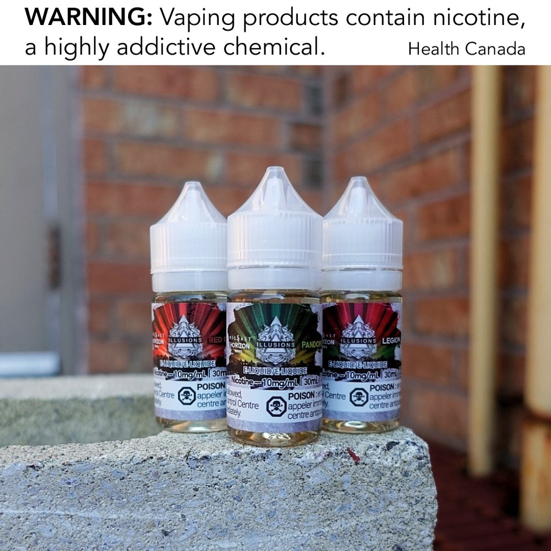 In2Vapes's tweet photo. Have you tried Illusions' newest salt nic flavours?
Legion - Kiwi, Watermelon, Acai
Red Dawn - Peach, Apple, Strawberry
Pandora - Guava, Banana https://t.co/ou9iI3CGm2