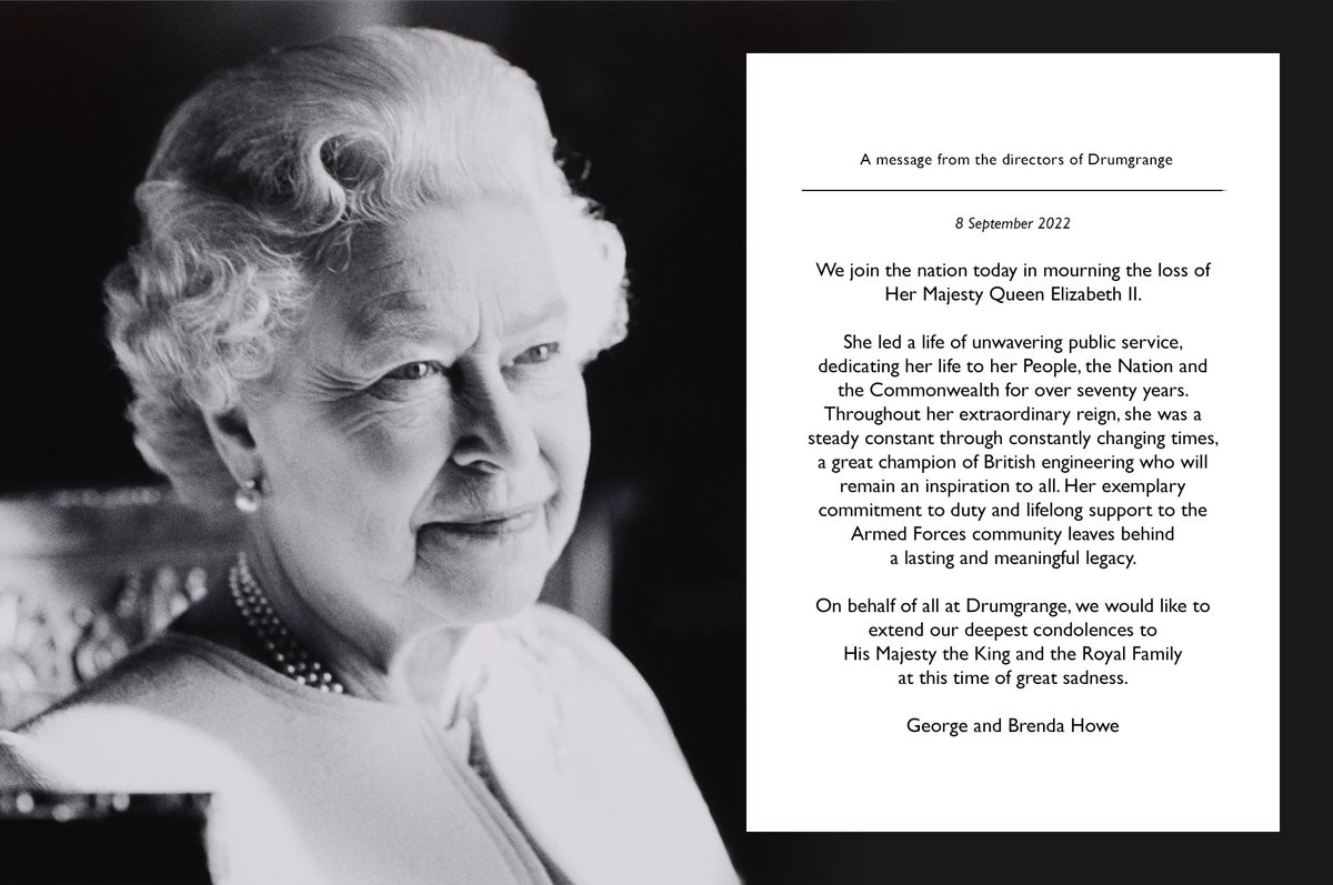 Our thoughts and condolences are with His Majesty the King and the Royal Family at this time of great sadness.
Full statement from the directors of Drumgrange: