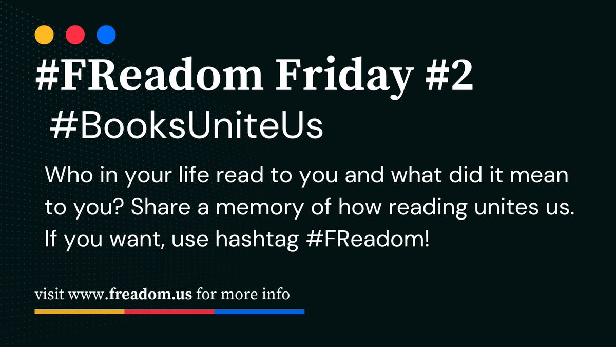 We'd love to hear some authors' stories of who read to them as children for #FReadom Friday! Use hashtags #FReadom #BooksUniteUs! Who read to you? @soontornvat @karianneholt @JerryCraft @Jarrett_Lerner @halseanderson @MrSchuReads @angiecthomas