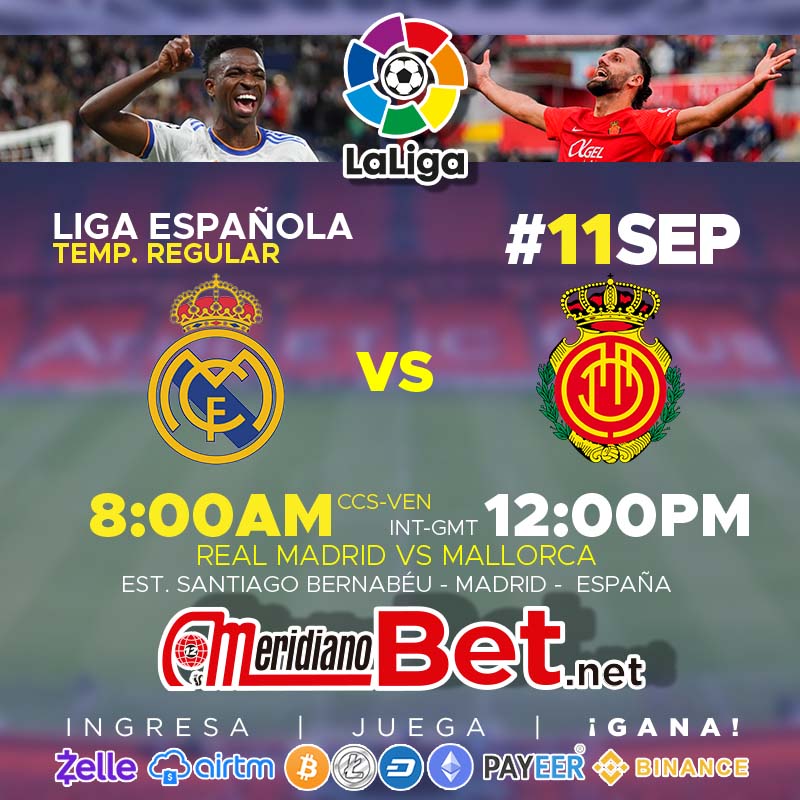 Meridianoonline's tweet photo. #LaLiga El #Mallorca, que encadena dos partidos sin conocer la derrota, visita a un #RealMadrid que ha ganado todo

#PremierLeague Después de 4 partidos ganados, el #ManchesterUnited quiere seguir con su senda de victorias ante el #CrystalPalace, cuyo último resultado fue empate https://t.co/5WC6dSscdt