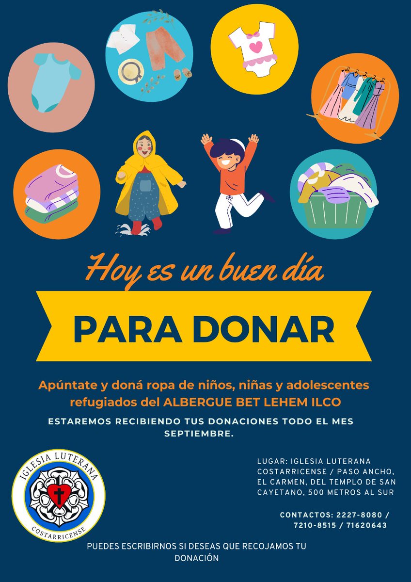 Doná ropa de niños, niñas y adolescentes refugiados del Albergue Bet Lehem #ILCO. Estamos recibiendo donaciones todo el mes de septiembre.
¡Gracias por su apoyo!