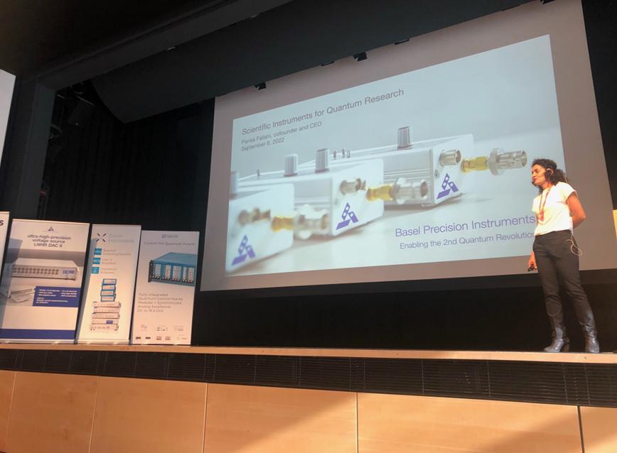 TOPSQUAD2020's tweet image. Parisa Fallahi, CEO at BASPI (baspi.ch) and TOPSQUAD partner presented at #SpinQubit5 the latest developments of the world&apos;s lowest noise and most stable lab electronic instruments. #Entrepreneurship #womenintech #EIC #EICPathfinder @EUeic