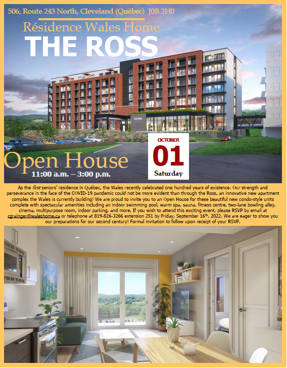 ResidenceWales's tweet photo. We are having an Open House for our new Ross apartments! If you are interested in attending or have any questions, please contact me at cgrainger@waleshome.ca or 819-826-3266 extension 251.
#résidencewaleshome #rpa #privateseniorsresidence #theross #condostyleliving https://t.co/4EAflKW0wD