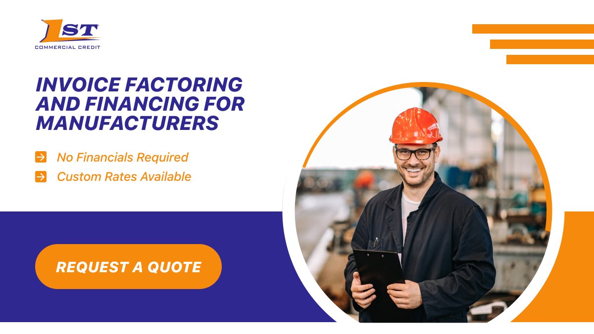 1stComCredit's tweet photo. 1st Commercial Credit offers receivable finance for manufactures experiencing working capital shortages.

Learn More:
https://t.co/kBUiyfB9oM

#invoice #factoring #financing #manufacturers #receivable #finance #solutions #working #capital #credit #business #owners #1stcc https://t.co/UTwcq7ryE1