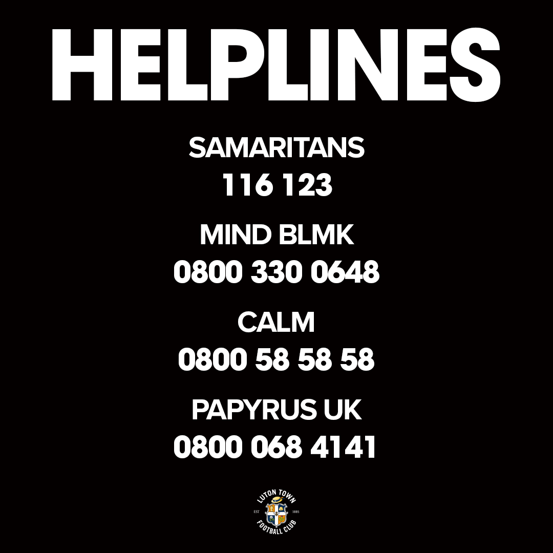 LutonTown's tweet photo. Help is out there. 🧡

#WorldSuicidePreventionDay https://t.co/1aAstvjyDY