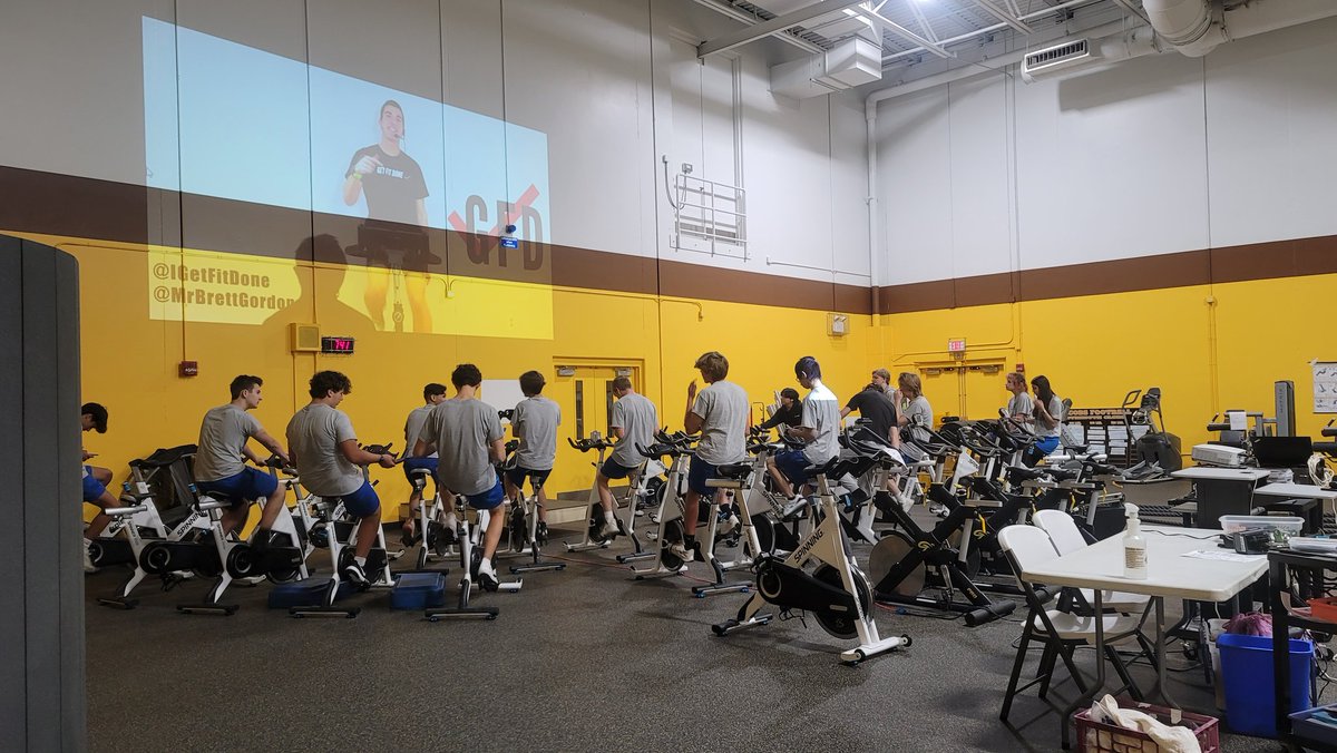 JacobsWellness's tweet photo. Our new teachers are rockstars! 
Ms. Withey led her students in a trx and spin class work out. 
Mr. Policky is educating his intro ASC class about contact points in bench press and the muscles being used when benching. 
So grateful to have both in our department https://t.co/TO2XGV94b7