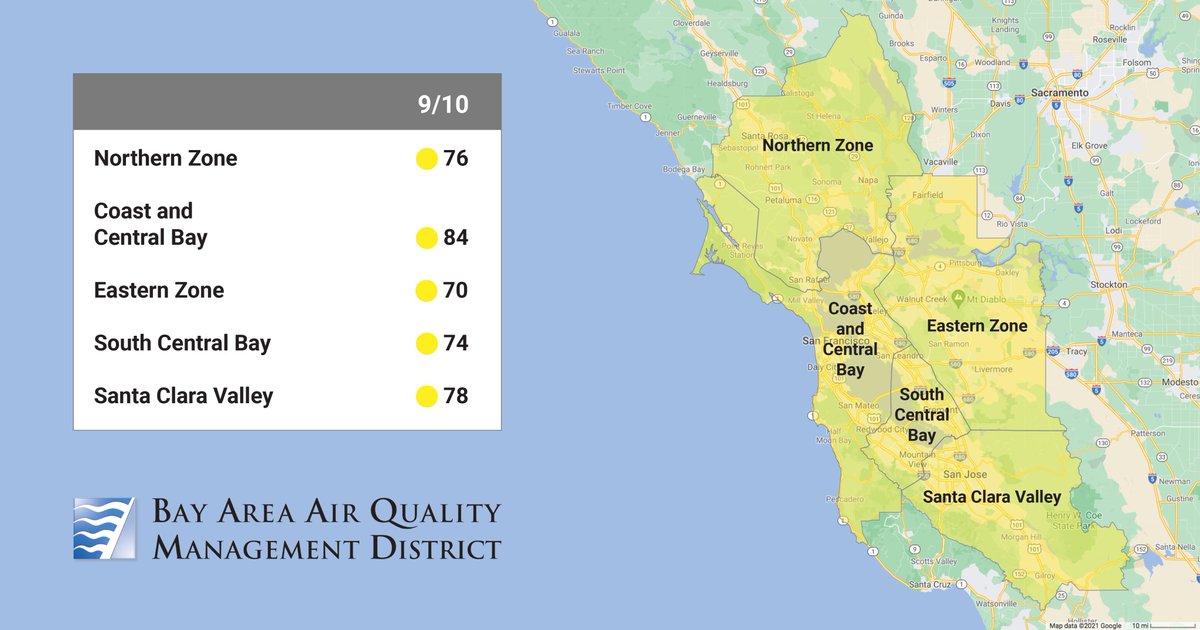 AirDistrict's tweet photo. Our weekend forecast: Air quality advisory for wildfire smoke on Saturday, 9/10! See updates at https://t.co/FsYJ5iRQmb. https://t.co/kbWE9FPr6e