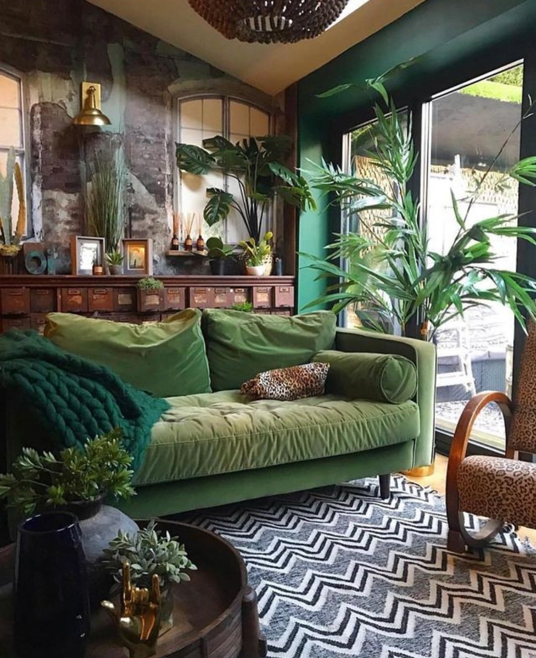 Boho cheap green couch