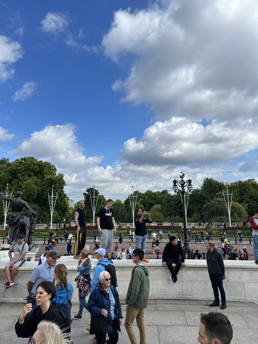Soaking up the village fete vibes outside the palace