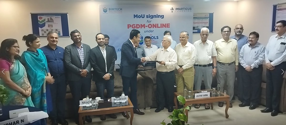 bimtech_cools's tweet photo. MOU signed between BIMTECH and IMARTICUS LEARNING for PGDM online in (a) AI & Data Science (b) Fintech
#pgdmonline #pgdmprogram #PGDMAdmissions #BIMTECH #lifeatbimtech #Imarticus https://t.co/Tv7TofyOe9