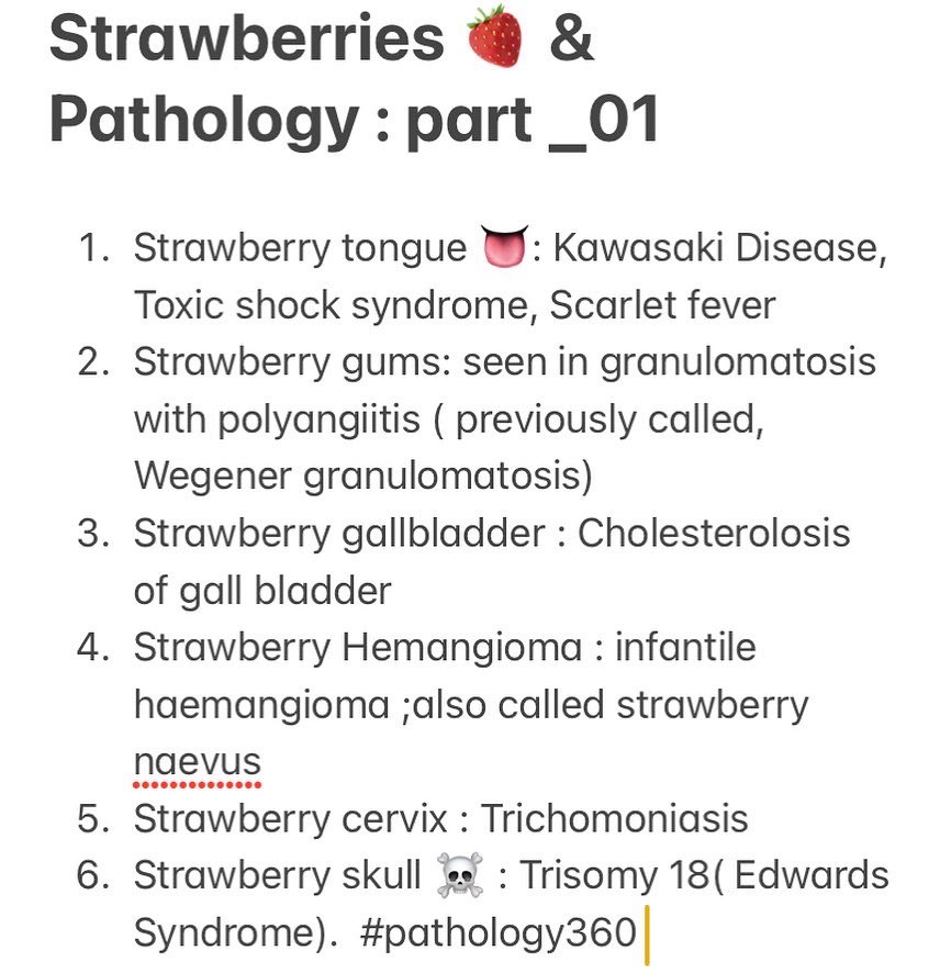 IG_pathology360's tweet photo. #strawberries🍓🍓🍓 and #pathology. Strawberry 🍓 is mentioned in many places in pathology literature. Many places, pathological findings are compared with strawberries. Here is a snapshot of the notable ones 😄👍. #pathology360: https://t.co/rm7at7ExbE