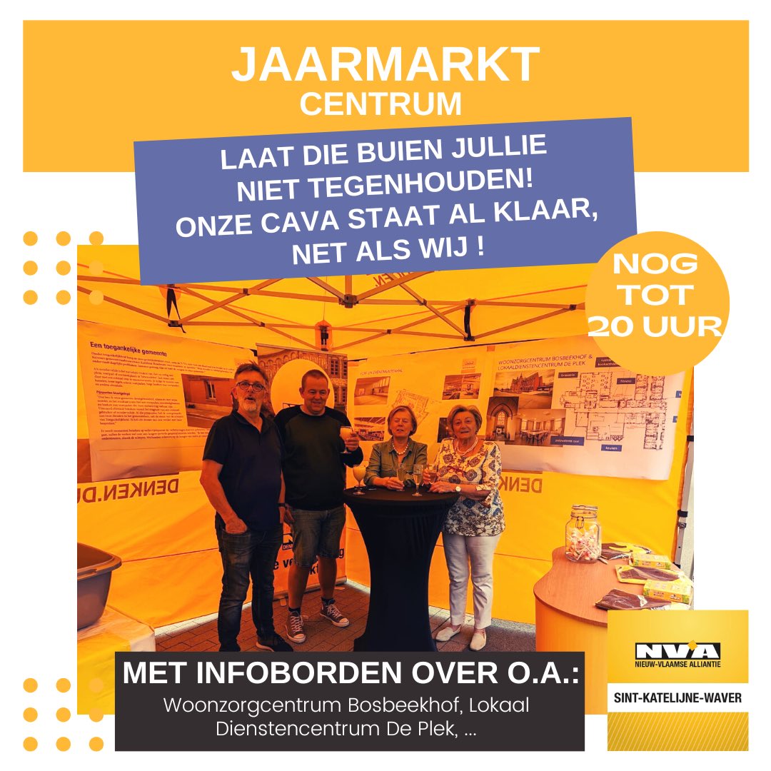 NVA_SKW's tweet photo. Kom kom.. Niet flauw doen! #SKWLeeft, ook bij och god och heere een miezerig lachwekkend klein plensbuiโke.. Dus? Schenken we de cava al in? Tot zo! ๐ฅ๐ฅ
#sintkatelijnewaver #jaarmarkt #nvasintkatelijnewaver #centrum https://t.co/OGTSlgOCoD
