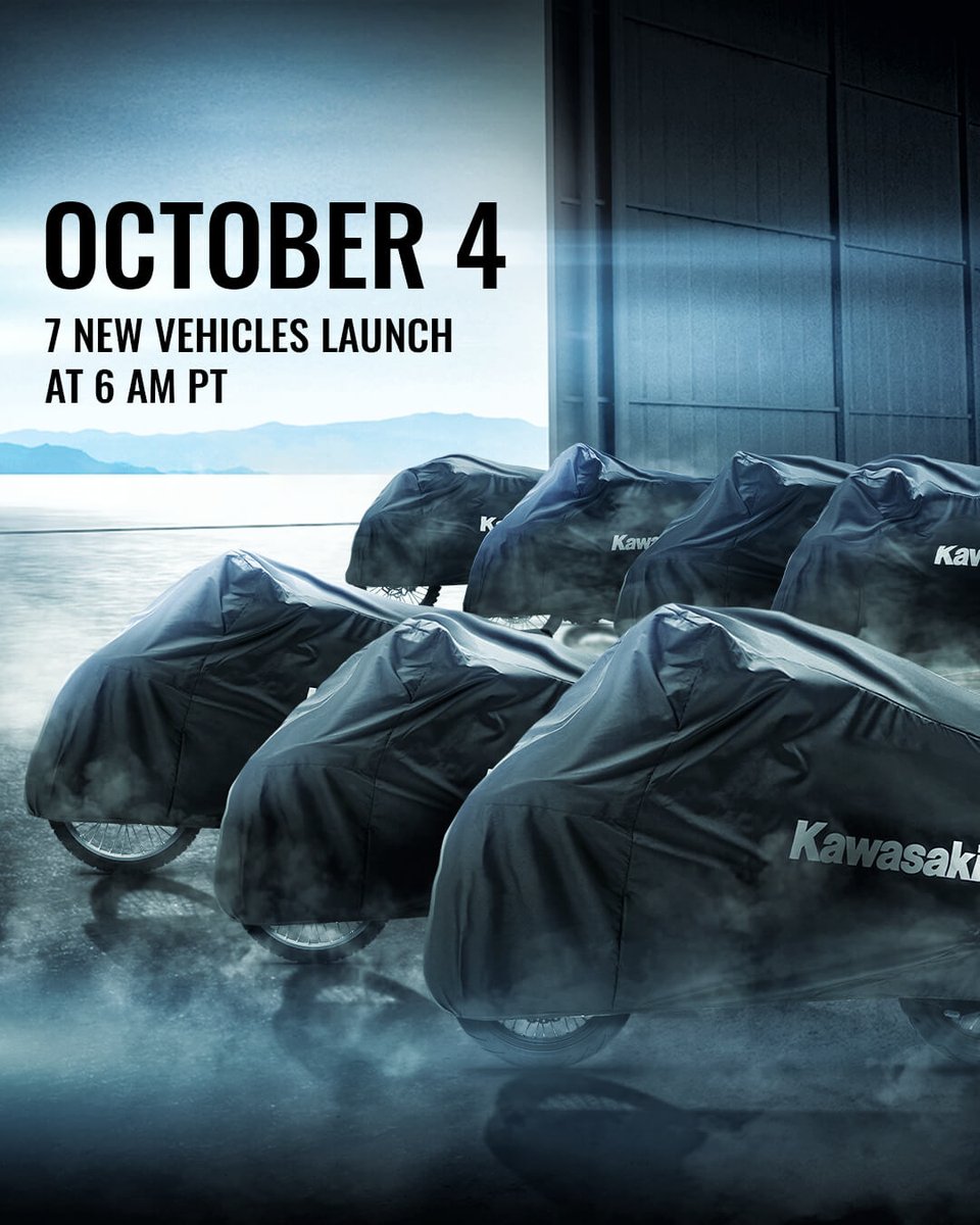 Mark your calendars, folks. ✍️📆 We have seven new vehicles launching 10/4. Stay tuned. #GoodTimes #Kawasaki