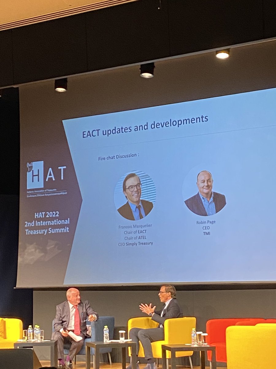 Great 2 b back at #treasury events again! Tks Hellenic Association of Treasurers #Athens 🇬🇷 for the invite🤝 Good to catch up with ⁦⁦<a href="/FrancoisMasquel/">Francois Masquelier</a>⁩ &amp; Robin ⁦<a href="/TMI_live/">TMI</a>⁩  &amp; discuss #FinTech #Innovation ⁦<a href="/PBrosnan77/">Padraig Brosnan</a>⁩ ⁦<a href="/moneyfintech/">FFE Fintech Ecosystem Ltd</a>⁩ ⁦<a href="/treasuryXL/">treasuryXL</a>⁩