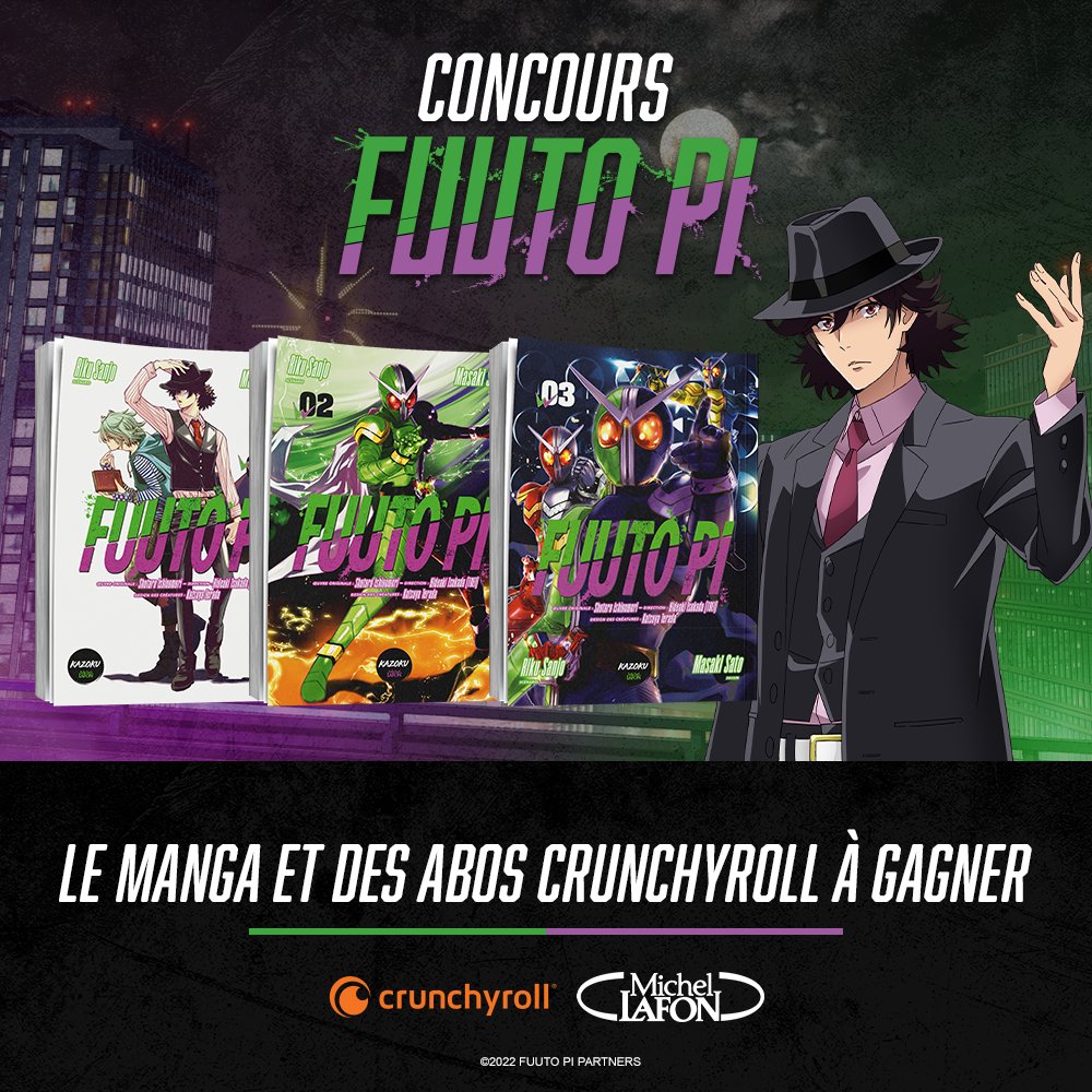 Crunchyroll_fr's tweet photo. 🎁 CONCOURS FUUTO PI 🎁

Rejoins le combat avec Kamen Rider W ! 🚨

Tente de remporter les 3 premiers tomes du manga et 3 mois d’abonnement à Crunchyroll ! Trois gagnants seront tirés au sort.

CONDITIONS :
🔁 RT ce tweet
✅️ Follow @Crunchyroll_fr et @kazoku_sikku https://t.co/w1FWDDhWEO