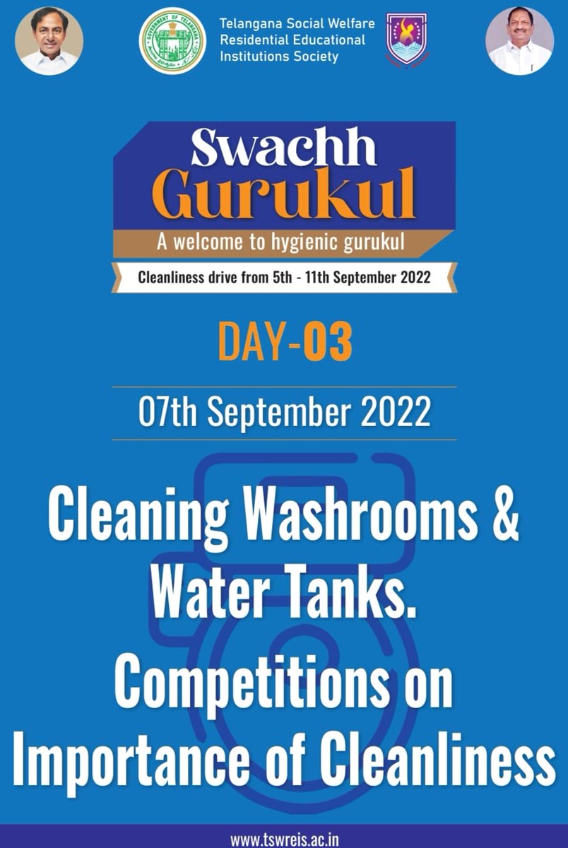codeacadtswreis's tweet image. As a part of Swachh Gurukul Drive , Coding Academy involved in cleaning of washrooms and water tanks in the school premises.
Students participated in various competitions regarding the importance of cleanliness.
#Day3 #swachhgurukul @codeacadtswreis @TSWREISOCIETY @DRonaldRose