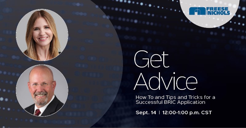FreeseNichols's tweet photo. Attend our free webinar on Sept. 14 and learn how to create a competitive #BRIC application. Our team has experience developing applications selected for @fema's BRIC program. Register now and earn 1 PDH: https://t.co/gr6ZYsOpZD

#funding https://t.co/RDYGJOJgSk