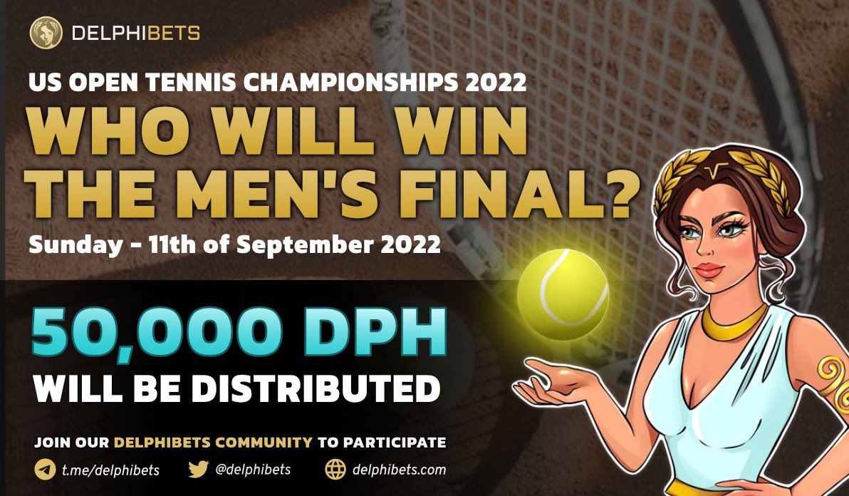 🔮 PREDICTION #16: US OPEN 🎾

Who will win the tennis men‘s final? 

1️⃣ Join t.me/delphibets
2️⃣ Register your wallet/twitter with t.me/delphibetsbot &amp; place a prediction
3️⃣ Follow <a href="/delphibets/">DELPHIBETS</a>
4️⃣ Like + Retweet

$XRD $DPH $EXRD #cryptobets #predictions #USOpen2022