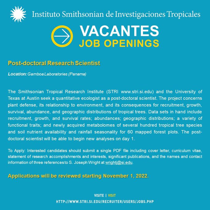agristok's tweet photo. Ecology postdoc opportunity👇 https://t.co/dA5U22Wjlg