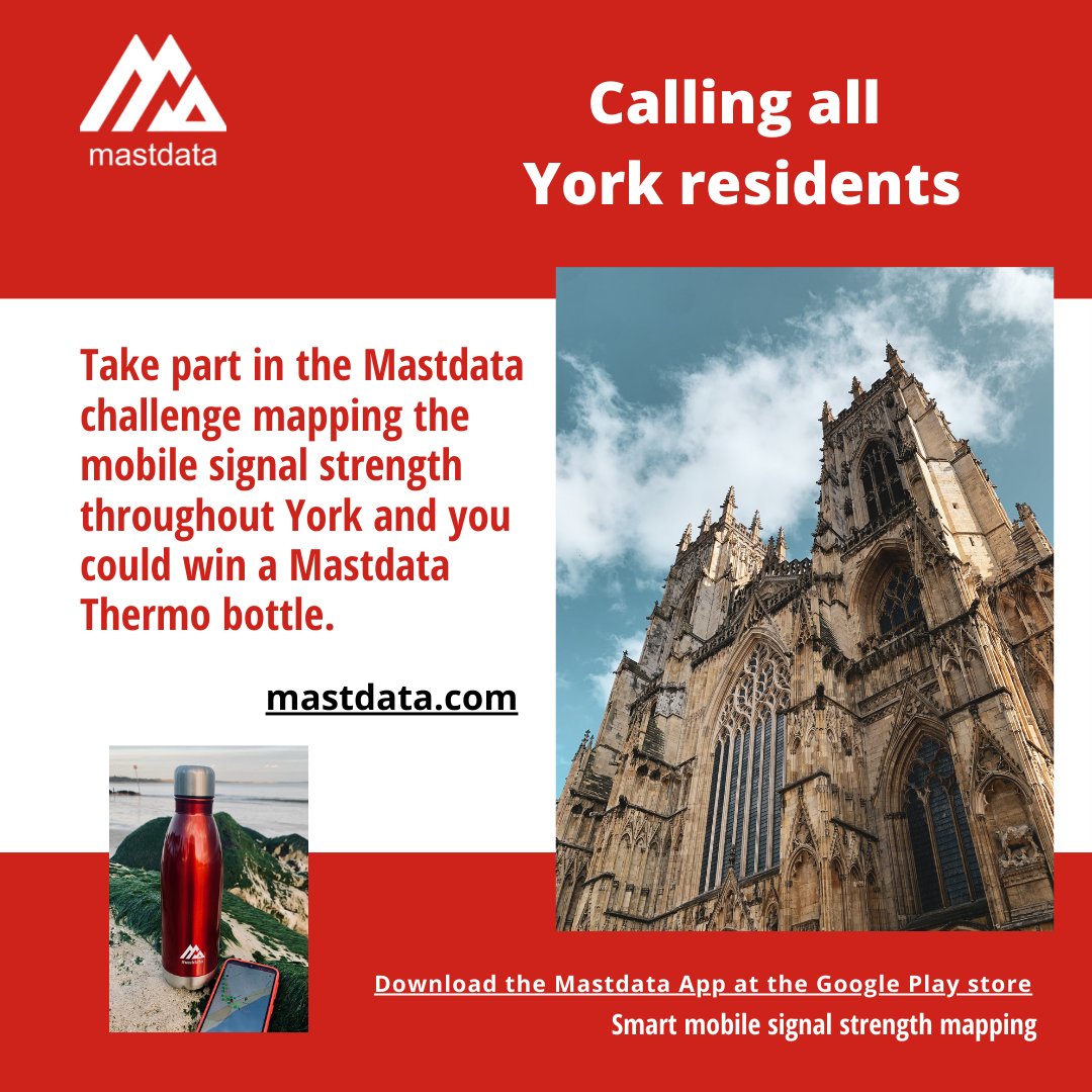 mastdata's tweet photo. Mastdata Challenge
#York residents - for a chance to win a Mastdata thermo bottle simply spot a gap on the Mastdata Map, run a survey &amp; fill the gap using the Mastdata app. All the details at https://t.co/q6Vd1cVJBI #yorkshire #yorkcity https://t.co/j2JFHkQs6U