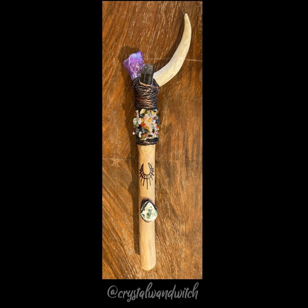 crystalwandwitx's tweet photo. Excited to share this item from my #etsy shop: #Forest #Moon #Deity #Wand ~ #Wands ~ #Magick #Healing #Witchcraft #SpellWork #CircleCasting Wand https://t.co/CBUVgVbecq https://t.co/CTvA73Slup