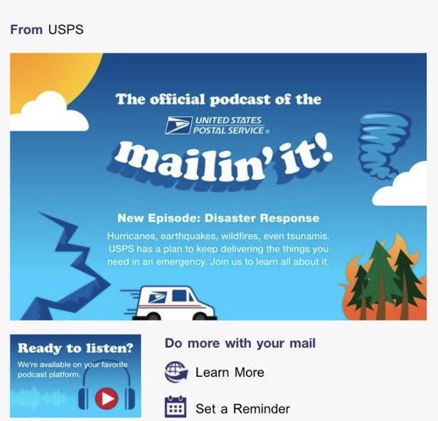 AdamBScott1979's tweet photo. Oh hell ya. USPS podcast just dropped. Finally something to look forward to. #mailedit https://t.co/DuamRtR9hK