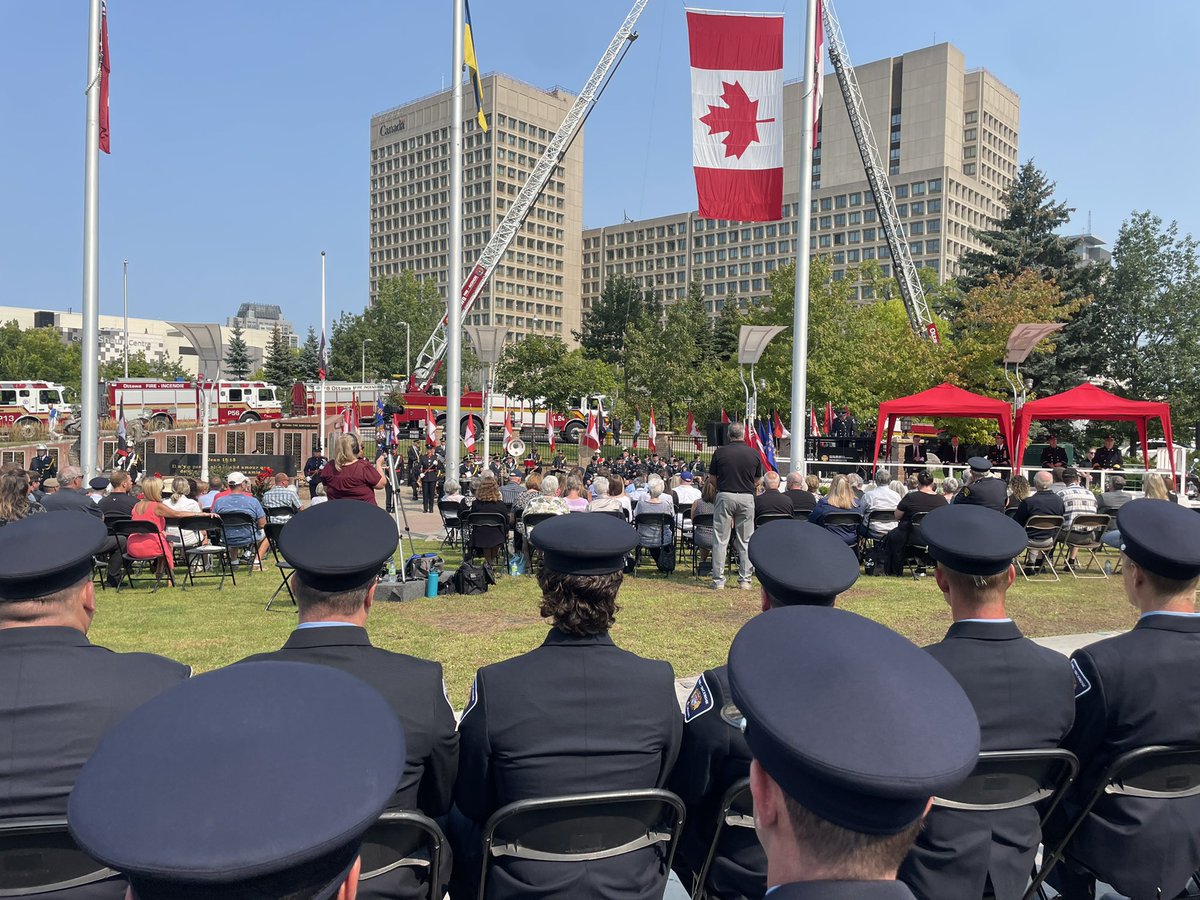 JasonWoodbury2's tweet photo. Members of the #miscouchefire are attending the @OttFire 21st memorial service in preparation of the @CanFirefighters National memorial service on Sunday. https://t.co/RgCKWoatSE