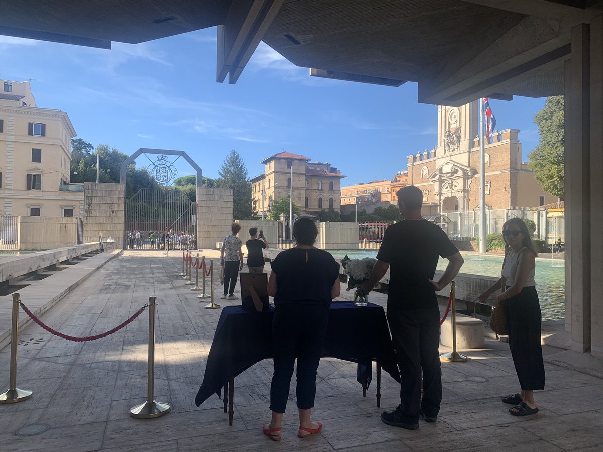 Thank you to everyone who came to the Embassy in Rome to sign the Condolence Book for our beloved late Queen today. We will be open again tomorrow and Sunday, from 10am to 5pm Rome time, and every day next week at the same times