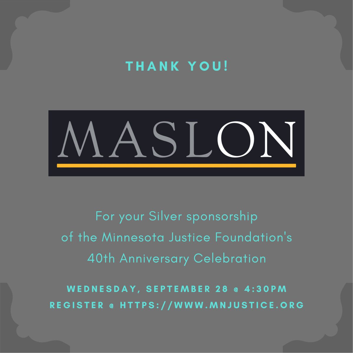 Thank you to Maslon for your Silver sponsorship of MJF's 40th Anniversary Celebration!
