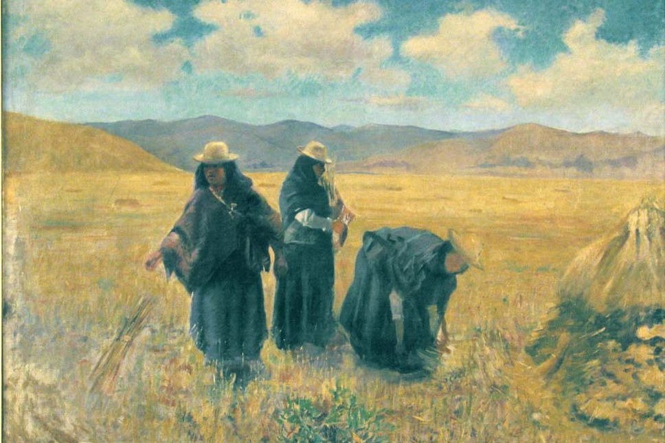 Hoy 9 de Septiembre celebramos a nuestros agricultores quienes alimentan al mundo. Con motivo de este festejo, compartimos " Las Cegadoras" (1995) del pintor colombiano Andrés de Santamaría. #DiaMundialDeLaAgricultura #artecolombiano