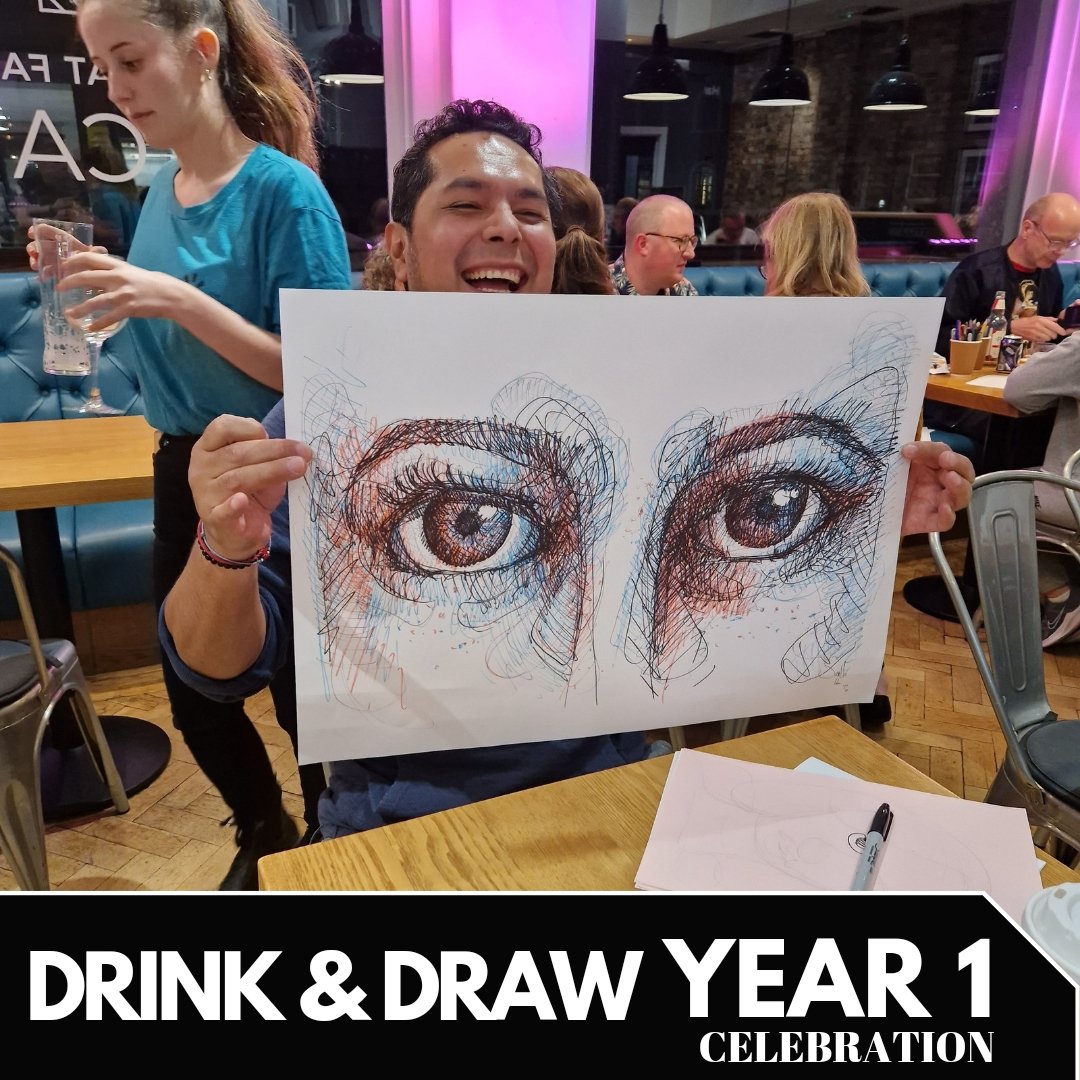 MrDrinkandDraw's tweet photo. Drink &amp; Draw Year 1 Celebration, still cannot believe it has been a whole year of events back at The Hat Factory Arts Centre. Lovely to meet new Friends to Drink &amp; Draw and to see back so many VIP's. Was great vibes and a lovely energy in the bar.

#drinkanddraw #luton #lutontown https://t.co/T62UXKqdDG