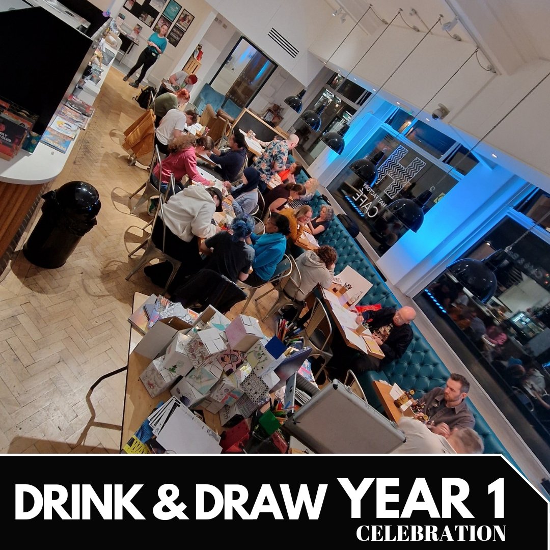 MrDrinkandDraw's tweet photo. Drink &amp; Draw Year 1 Celebration, still cannot believe it has been a whole year of events back at The Hat Factory Arts Centre. Lovely to meet new Friends to Drink &amp; Draw and to see back so many VIP's. Was great vibes and a lovely energy in the bar.

#drinkanddraw #luton #lutontown https://t.co/T62UXKqdDG