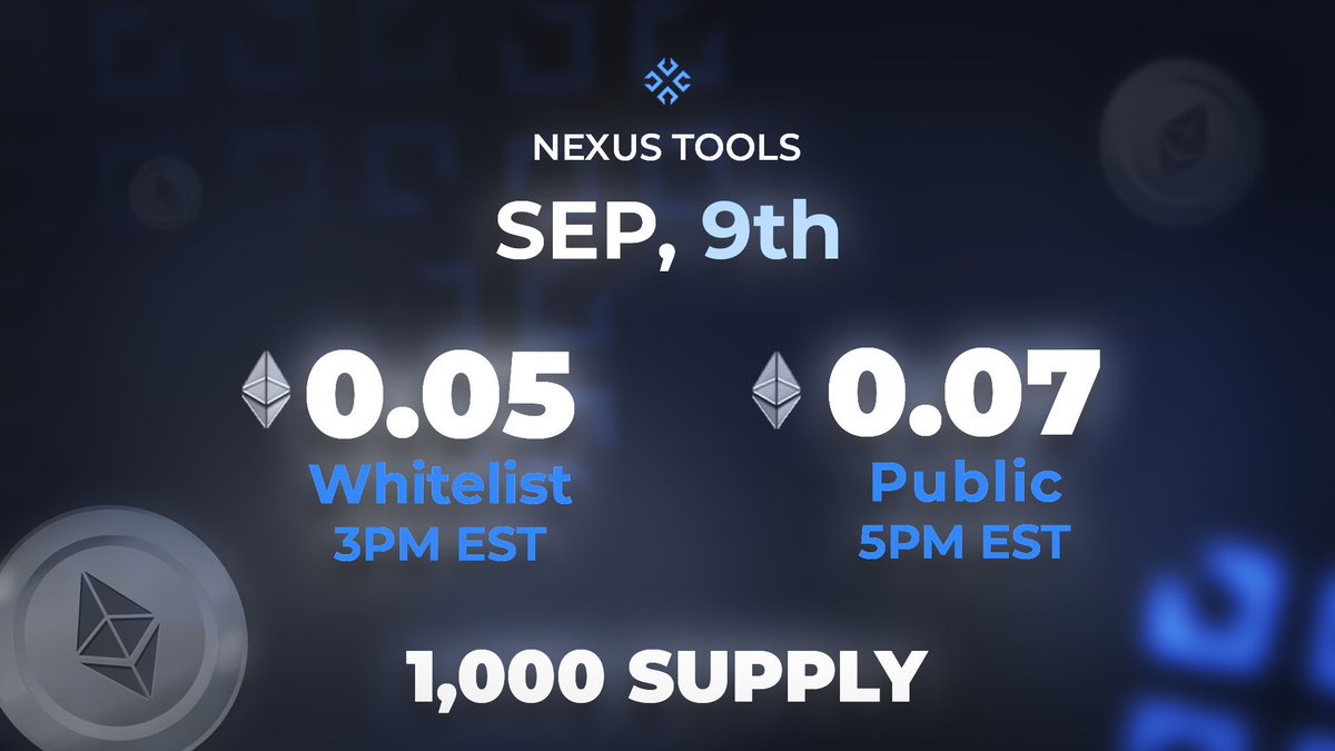 Our community has had the pleasure of beta testing <a href="/NexusToolsNFT/">Nexus Tools</a>'s Degen Mint tools and we absolutely love it! Don't miss out on today's mint!

👇OFFICIAL LINKS 👇
🔗 Mint Page + WL Checker: mint.nexustools.io
🔗 Etherscan: etherscan.io/address/0xe273…