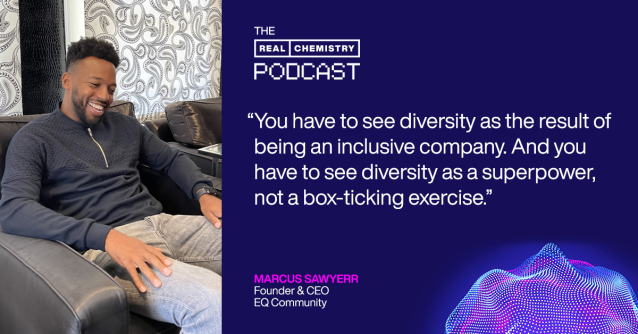 vlhess's tweet photo. If your organization is interested in accelerating diversity and inclusion, you need to listen to this episode of the #RealChemPod with @Marcussawyerr, Founder &amp; CEO of @eqmembers. https://t.co/f9t9e7jUQc https://t.co/qACHA8qpwR