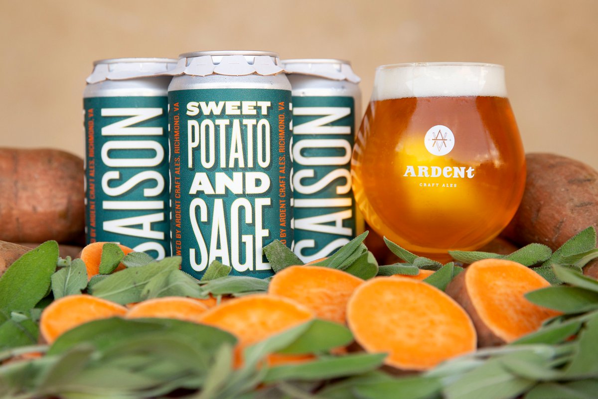 ArdentCraftAles's tweet photo. 🍠🌿 Sweet Potato &amp; Sage season has arrived!

🍠🌿 Sweet Potato and Sage is a dry, farmhouse-style saison. Earthy notes from the sweet potatoes are balanced by the fragrant aroma of fresh, local sage. This fall seasonal features a continental malt backbone and subtle hop presence https://t.co/Eem11vJ0Bv