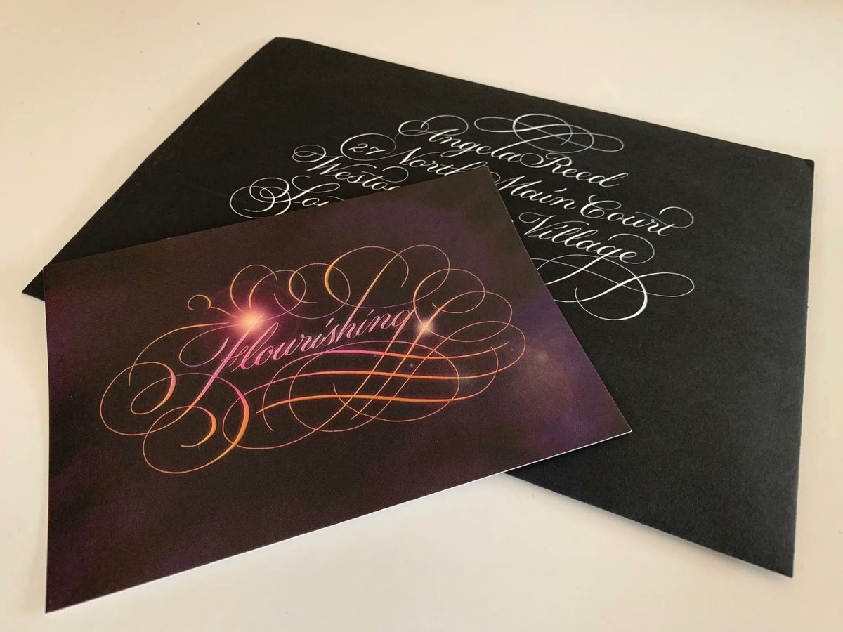 CreativeCallig's tweet image. I’m so lucky as a calligrapher to receive such beautiful #snailmail from other talented penmen and women. This was waiting for me when I got home as part of the @ClasArts Copperplate Special Interest Group envelope exchange.